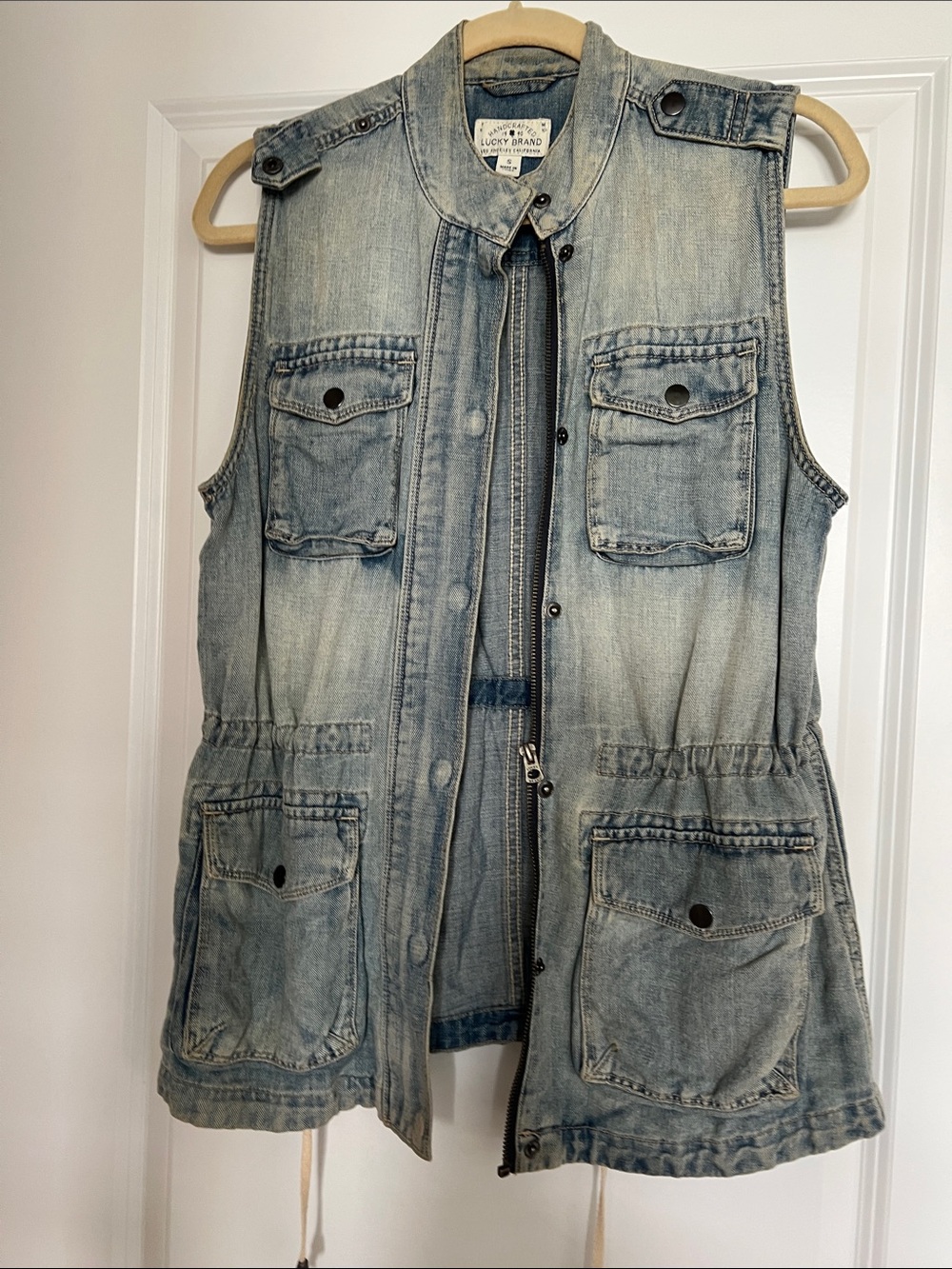 Lucky Brand Faded Blue Denim Utility Vest